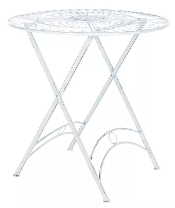 Tegal Antik Hvid Metal Have Bistro Bord - 71x71x71 cm