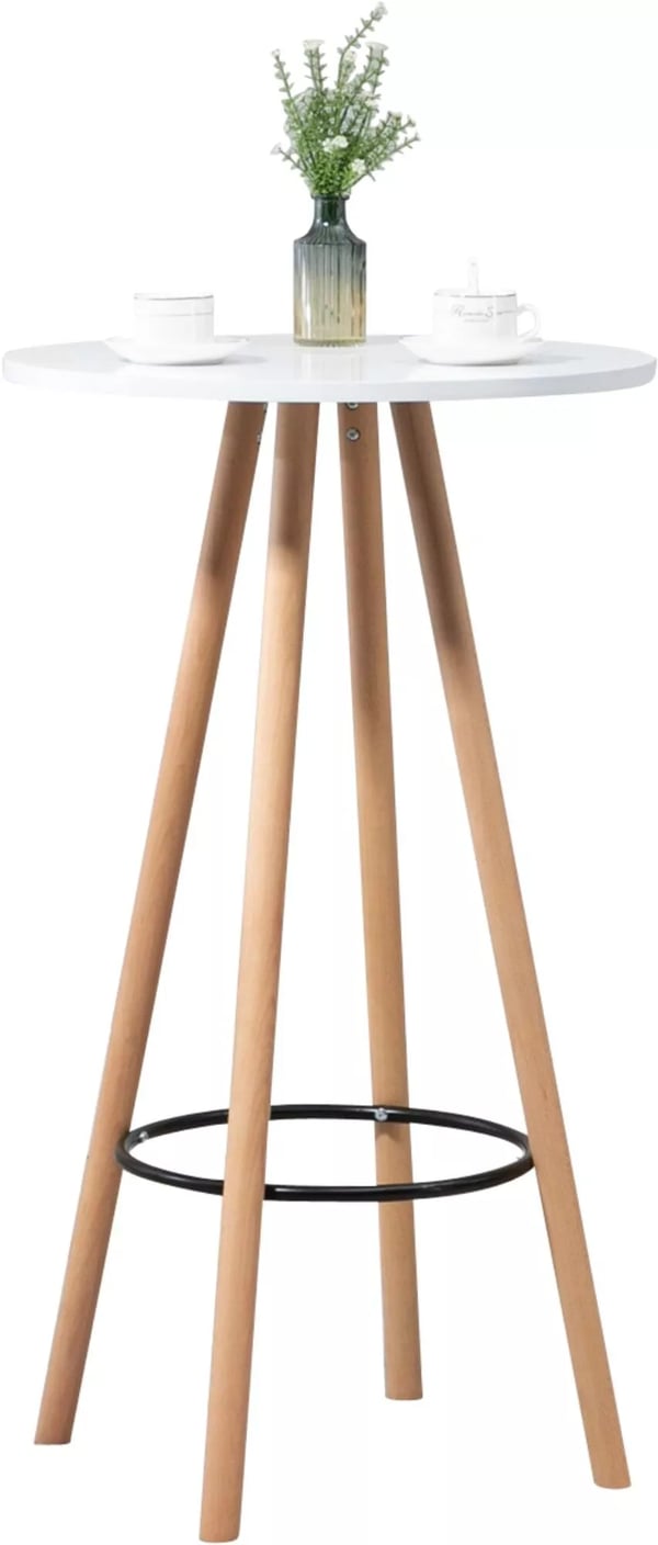 Livia rundt barbord natur/hvid træ 107 cm høj