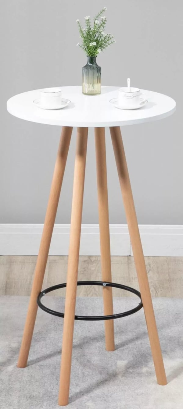 Livia rundt barbord natur/hvid træ 107 cm høj