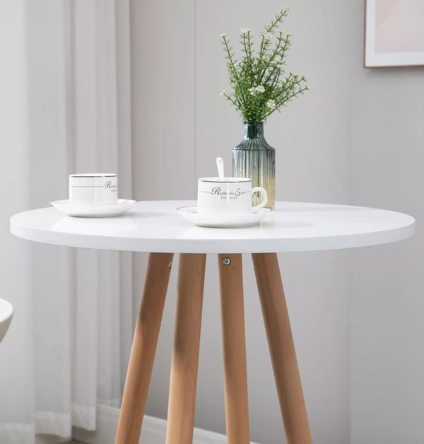 Livia rundt barbord natur/hvid træ 107 cm høj