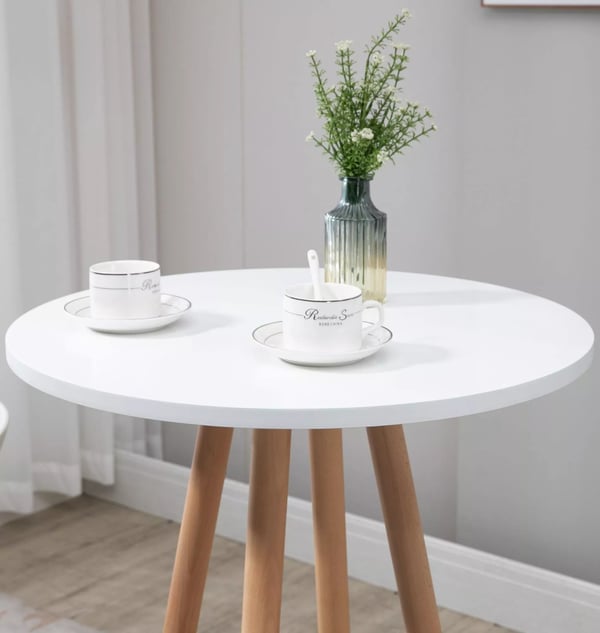 Livia rundt barbord natur/hvid træ 107 cm høj