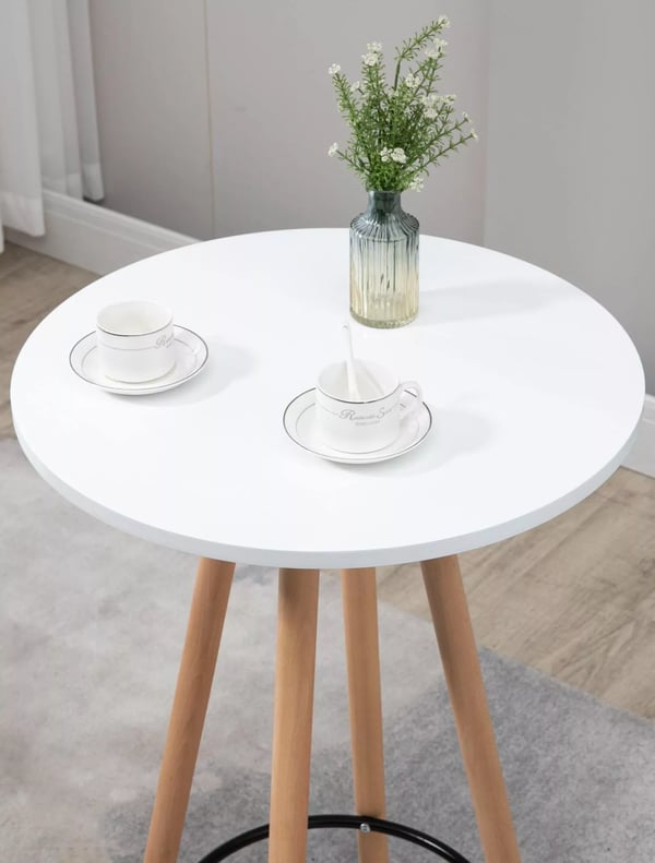 Livia rundt barbord natur/hvid træ 107 cm høj