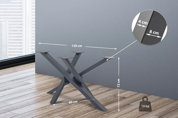 Jimmy Mikado Style Bordben, Grå Metal, 120x60x72 cm