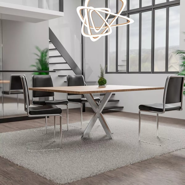 Biloxi S Bordben - Rustfrit Stål Metal 85x85x71 cm - Industriel Stil til Stue-/Spise-/Konferenceborde
