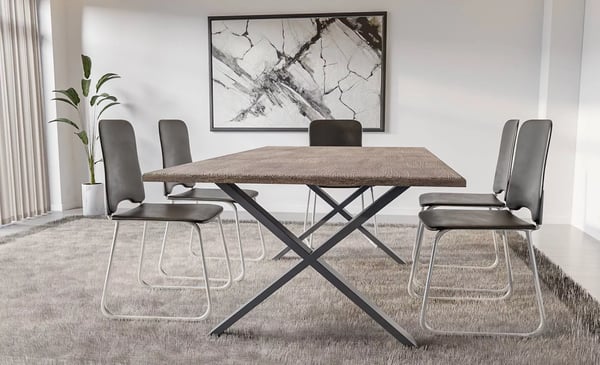 2x Swift X-formade bordsben - Metall, Grå - 72cm Höjd