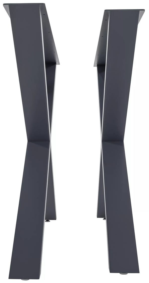 2x Swift X-formade bordsben - Metall, Grå - 72cm Höjd