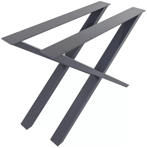 2x Swift X-formade bordsben - Metall, Grå - 72cm Höjd