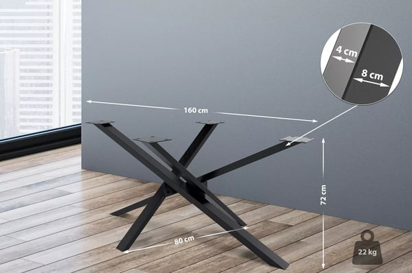 Jimmy Bordben Mika Form 160x80x72 cm, Industriel Sort Pulverlakeret Stål