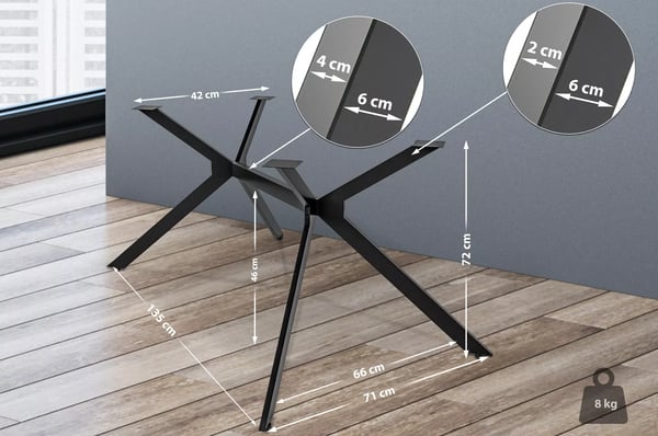 Cascada S Bordben - Mat Sort Metal - Industriel Stil DIY Bordstel - 135cm B x 72cm H, Maks. Belastning 120kg