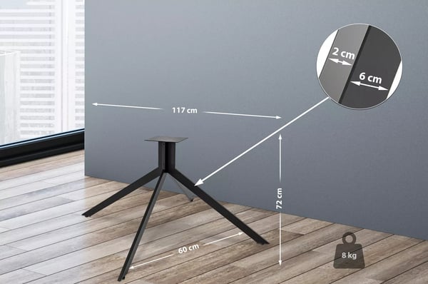 Ladera Pöytäjalat, Musta Metallirunko, Teräsputkiteline, 117x60x72cm, Max. 100kg