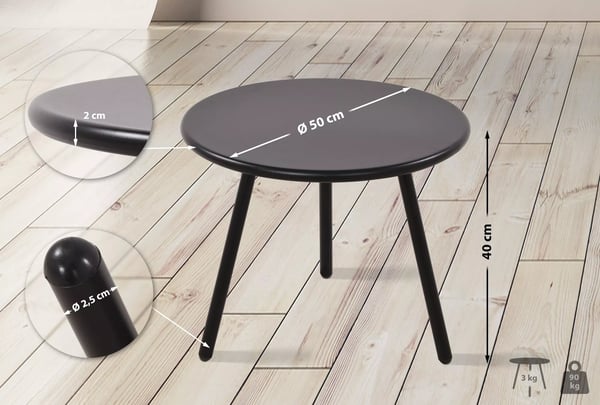 Berea udendørs sofabord - sort plastplade med rustbestandige metalben