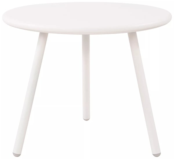 Berea vitt soffbord i plast med metallram, inomhus/utomhus, UV- & väderbeständigt, 40 cm H x 50 cm Dia