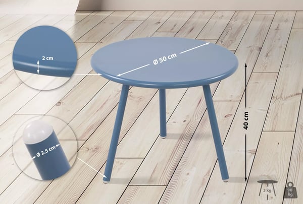 Berea Sininen Polypropeeni/Metalli Sohvapöytä Ulkokäyttöön
