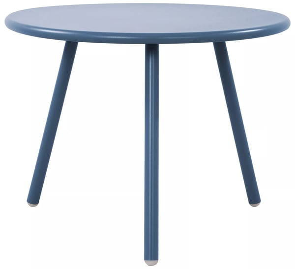 Minot Blåt Plast Sofabord med Metalben, Udendørs/Indendørs Brug, 60 cm Diameter