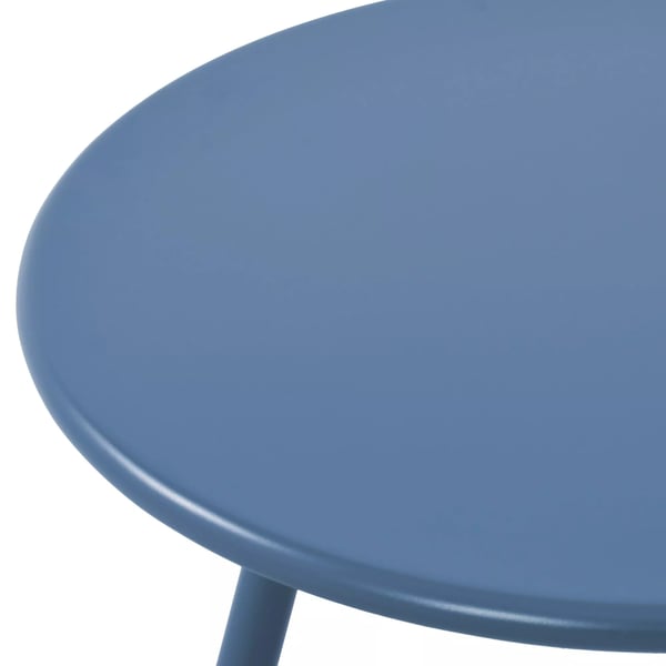 Minot Blåt Plast Sofabord med Metalben, Udendørs/Indendørs Brug, 60 cm Diameter