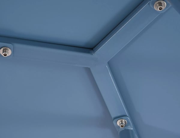 Minot Blåt Plast Sofabord med Metalben, Udendørs/Indendørs Brug, 60 cm Diameter