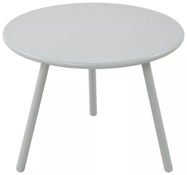 Minot Turkis Plastik Sofabord med Metalstativ, Indendørs/Udendørs, 45 cm Højde, 60 cm Diameter, Vejrbestandig, Genbrugsmaterialer