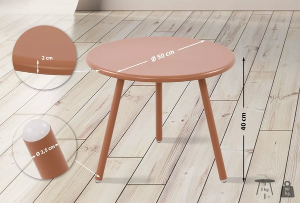 Berea udendørs sofabord med metalben - Terracotta plastik bordplade