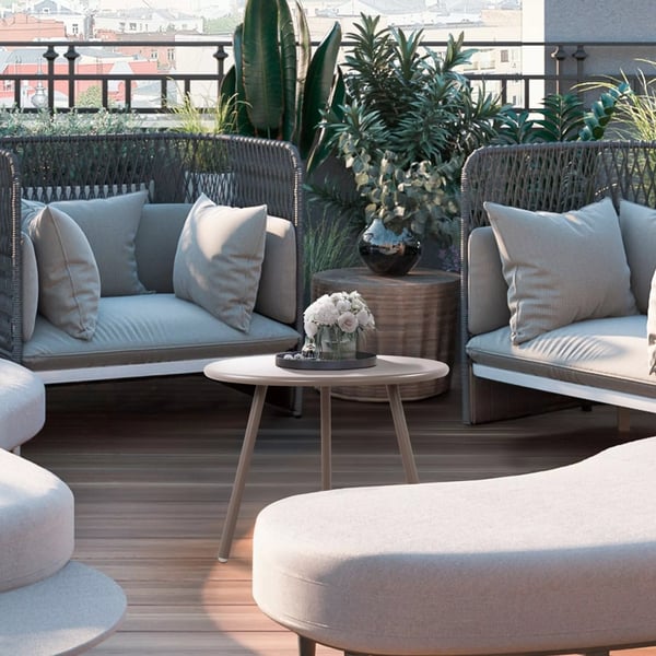 Minot Taupe sofabord i plast med metalramme