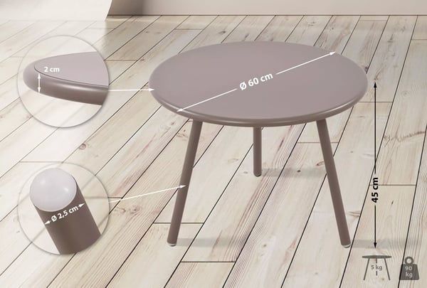 Minot Taupe sofabord i plast med metalramme