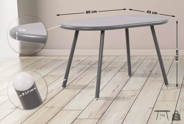 Velva sohvapöytä, tummanharmaa polypropeeni/metallirunko, ulkokäyttöön