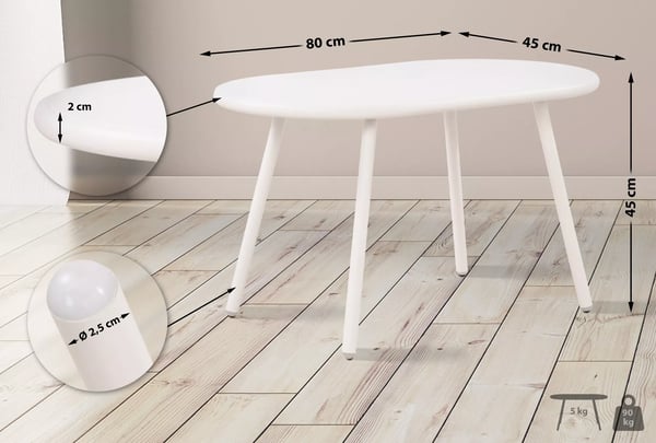 Velva Ovalt Udendørs Sofabord - Hvid Plastplade, Rustbestandig Metalramme