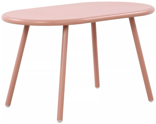 Velva Ovalt Sofabord - Pink Plastplade med Rustbestandig Metalramme, Indendørs/Udendørs Brug