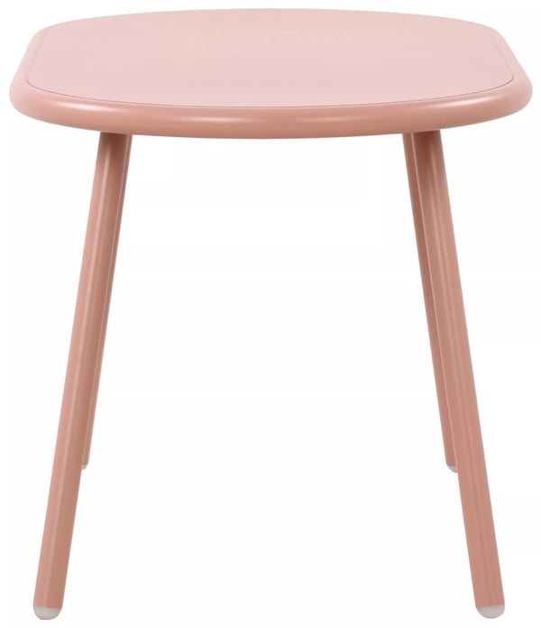 Velva Ovalt Sofabord - Pink Plastplade med Rustbestandig Metalramme, Indendørs/Udendørs Brug