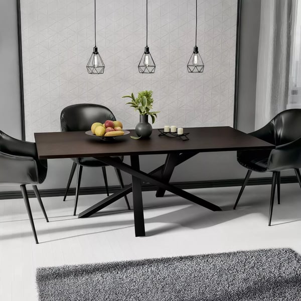 Finney bordben i industriel stil, sort metal, 20 kg, 140x70x72 cm