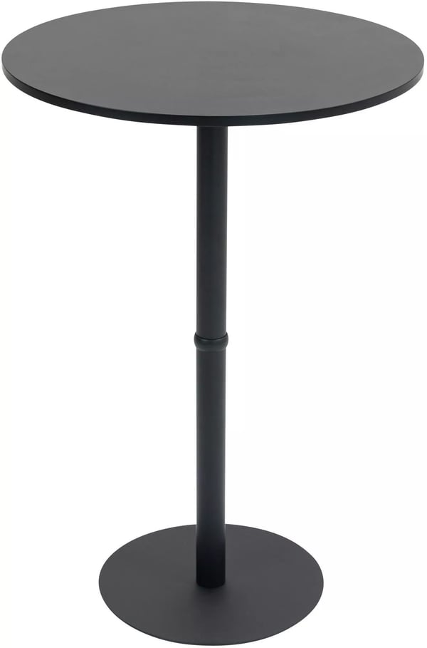 Hereford rundt barbord, sort træplade med metalstel, 75 cm diameter