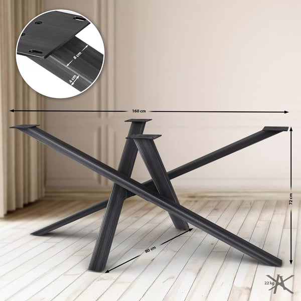 Finney industrielle bordben - Antik sort metal - 160x80x72 cm