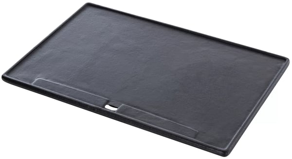 Antracit Emaljeret Støbejerns Grillplade - 48,5 x 32 cm, Vendbar Riflet & Glat Side
