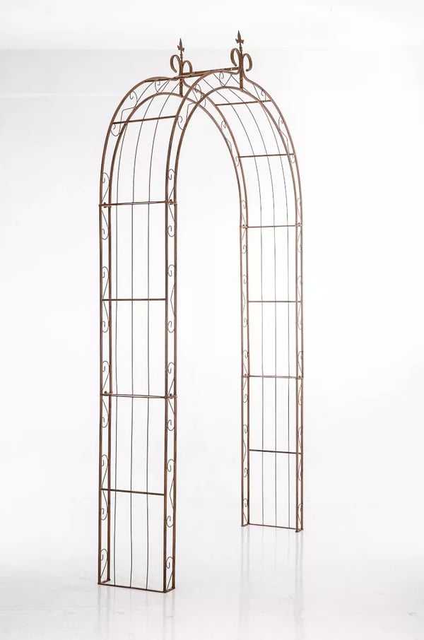 Antik Brun Metal Rosenbue Espalier med Dekorativ Klatreplantestruktur til Haven, 260 cm Højde