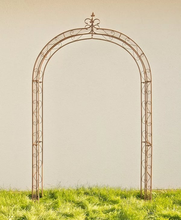 Antik Brun Metal Rosenbue Espalier med Dekorativ Klatreplantestruktur til Haven, 260 cm Højde