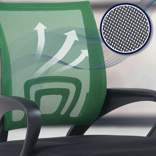 Genius Ergonomisk Kontorstol - Grøn Imiteret Læder, Plaststel, Netryg