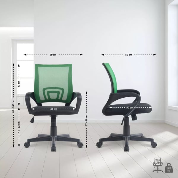 Genius Ergonomisk Kontorstol - Grøn Imiteret Læder, Plaststel, Netryg