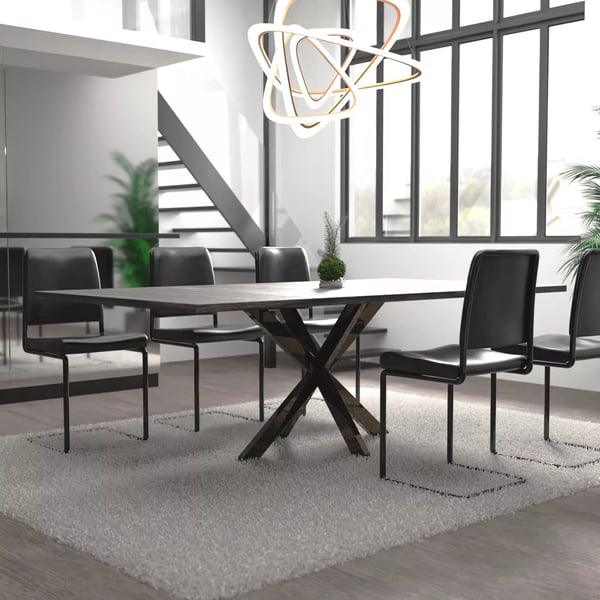 Biloxi M Bordben - Industriel Sort Metalramme, 120x68x71 cm