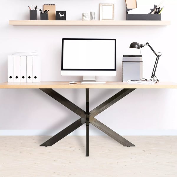 Biloxi M Bordben - Industriel Sort Metalramme, 120x68x71 cm