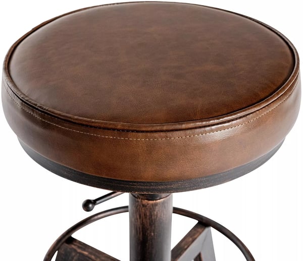 Destin justerbar barstol i industriel stil med sæde i imiteret læder i bronze, metalstel - 44-63 cm H