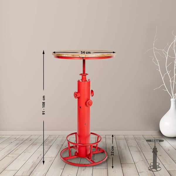 Säädettävä baaripöytä Ruhr metallirungolla ja mäntyisellä kansilevyllä Ø54cm