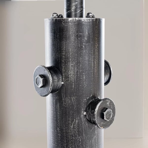 Ruhr Barstol i Industriel Stil, Højdejusterbar, Fyrretræ & Antik Sølv Metal, 91-108 cm Højde