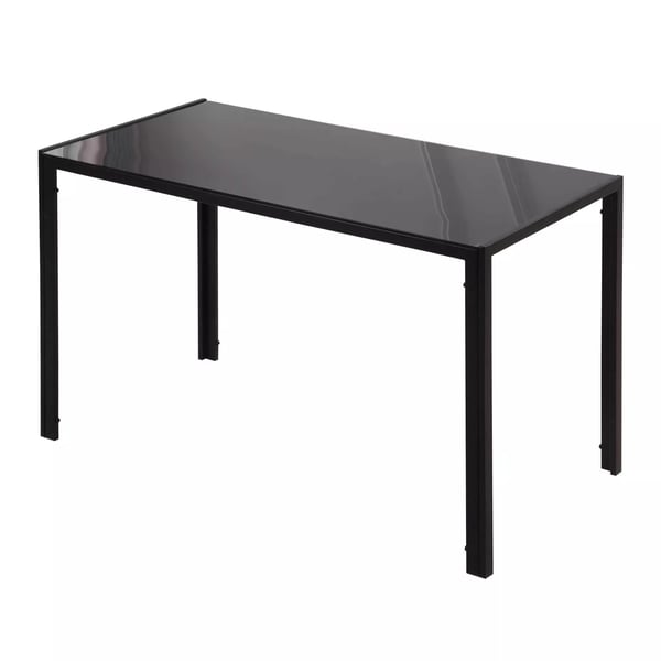 HOMCOM Spisebord til 4 personer, Hærdet Glas og Metal Bordplade, Sort, 120x60x75 cm