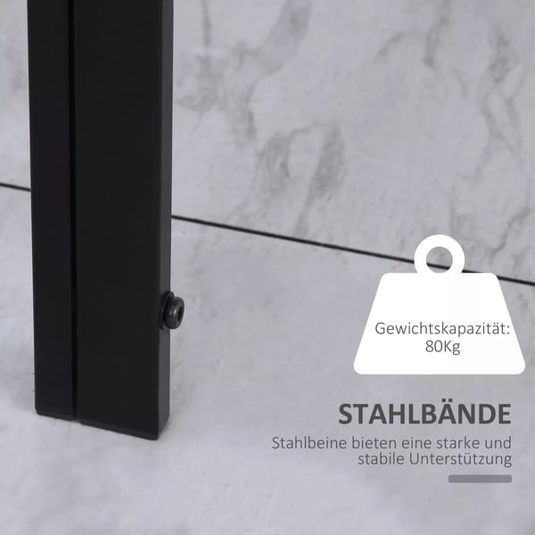 HOMCOM Spisebord til 4 personer, Hærdet Glas og Metal Bordplade, Sort, 120x60x75 cm