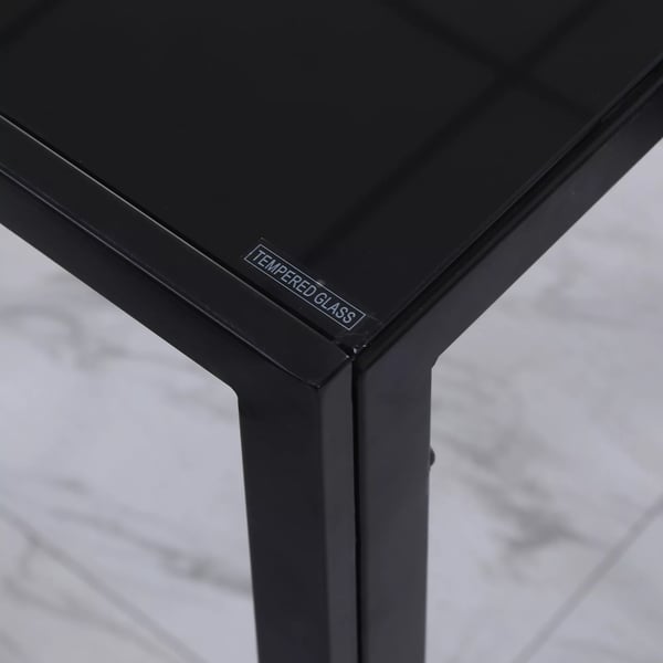 HOMCOM Spisebord til 4 personer, Hærdet Glas og Metal Bordplade, Sort, 120x60x75 cm