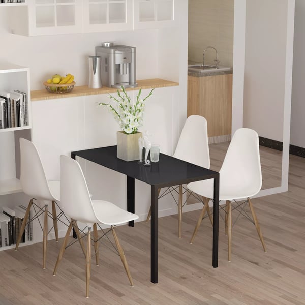 HOMCOM Spisebord til 4 personer, Hærdet Glas og Metal Bordplade, Sort, 120x60x75 cm