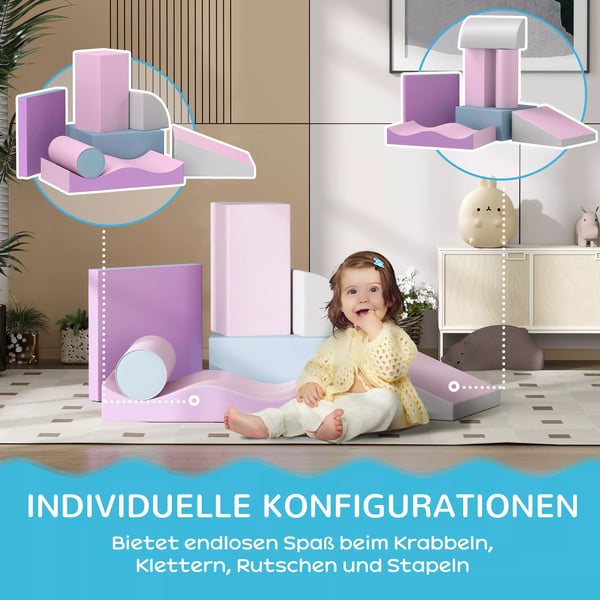 HOMCOM Bløde Byggesten til Børn 7-delt Skumblokke i Kunstlæder og EPE - Multifarvet (1-3 år)