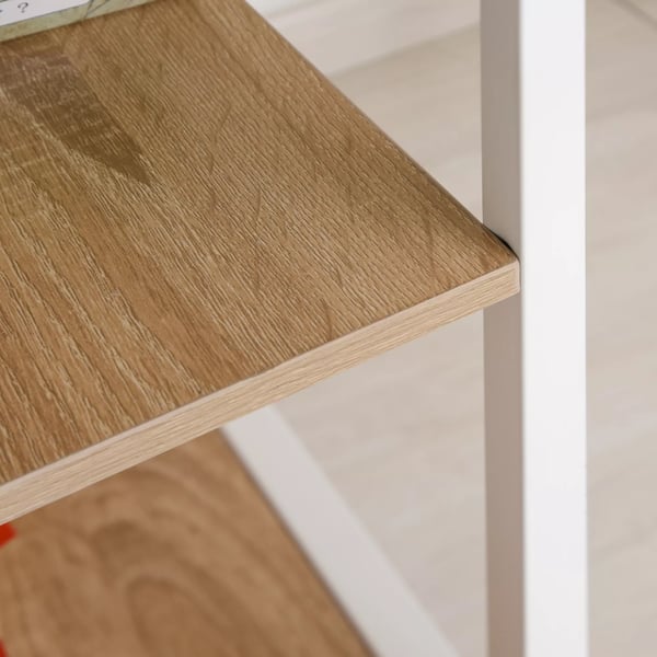 Taitettava työpöytä pyörillä, MDF, valkoinen/luonnollinen, 107x55x76cm