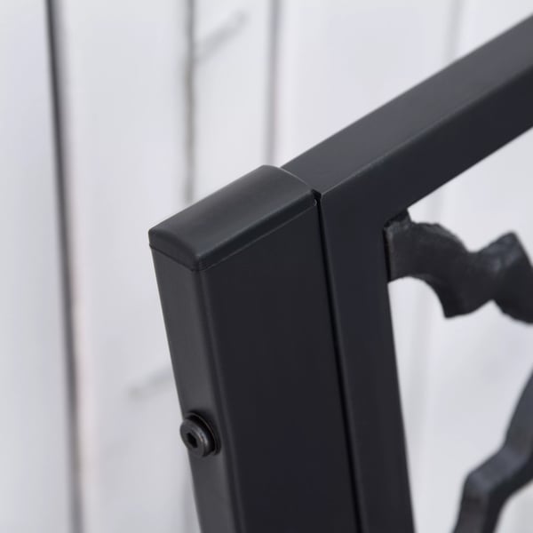 Outsunny havebænk til 2 personer, elegant parkbænk i metal, op til 240 kg, med ryg- & armlæn, støbejern, sort, 128x58,5x89 cm