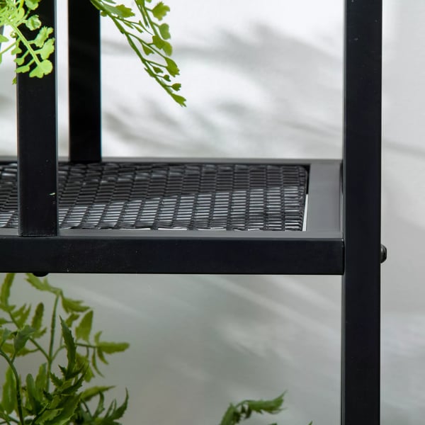Outsunny Blomsterreol - Metal, Sort, 4 Niveauer, 91x25x83cm