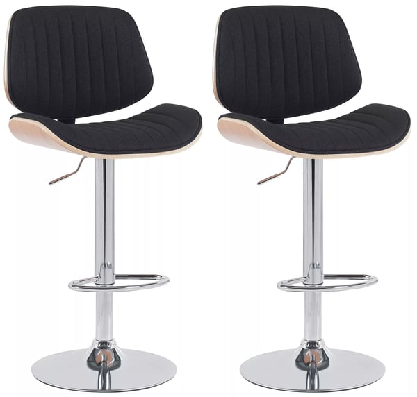 Set med 2 Clawson Barstolar i Tyg, Natur/Svart, Metallram
